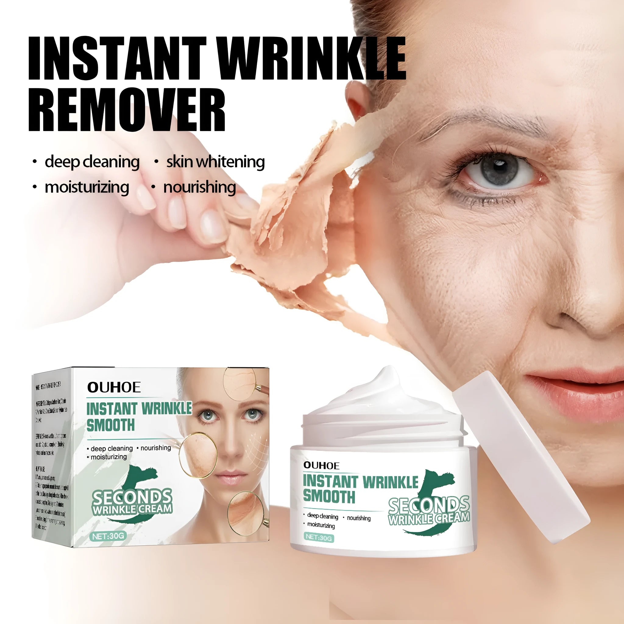 30g anti-ageing anti-wrinkle face cream jar for hydrating dry skin and fading wrinkles