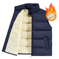 Men's striped lambswool vest in black, dark blue, or red colours, showing knit texture.