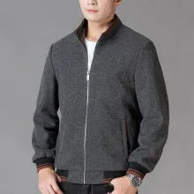 Men's grey sports-style fleece jacket with long sleeves and side pockets.