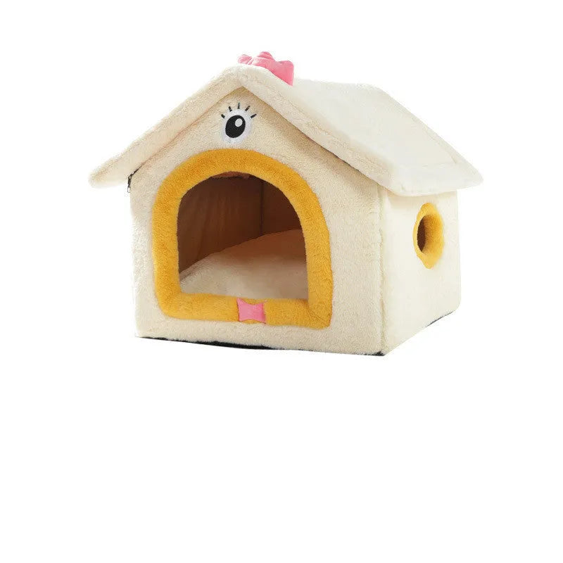 Plush pet nest in PP cotton and rabbit fur for cats and small dogs, available in three sizes and four styles
