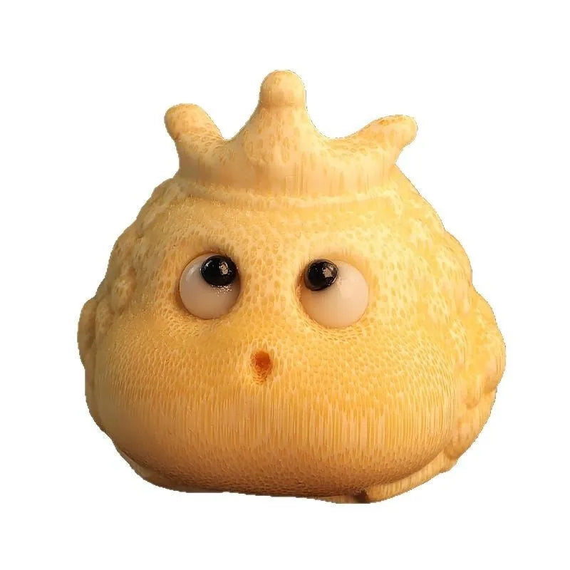 Solid bamboo carving of the Crown Princess Toad, a cute style decorative ornament.