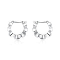Silver geometric round earrings with retro elegant style and electroplated finish
