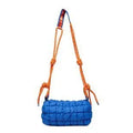 Women's lightweight nylon pillow-shaped messenger bag with rhombus pattern in chosen colour.