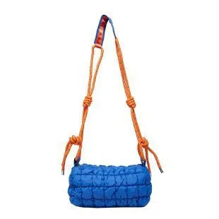 Women's lightweight nylon pillow-shaped messenger bag with rhombus pattern in chosen colour.