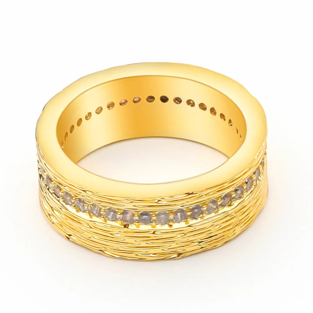 Gold electroplated geometric copper zircon ring for women in sizes 6, 7, 8