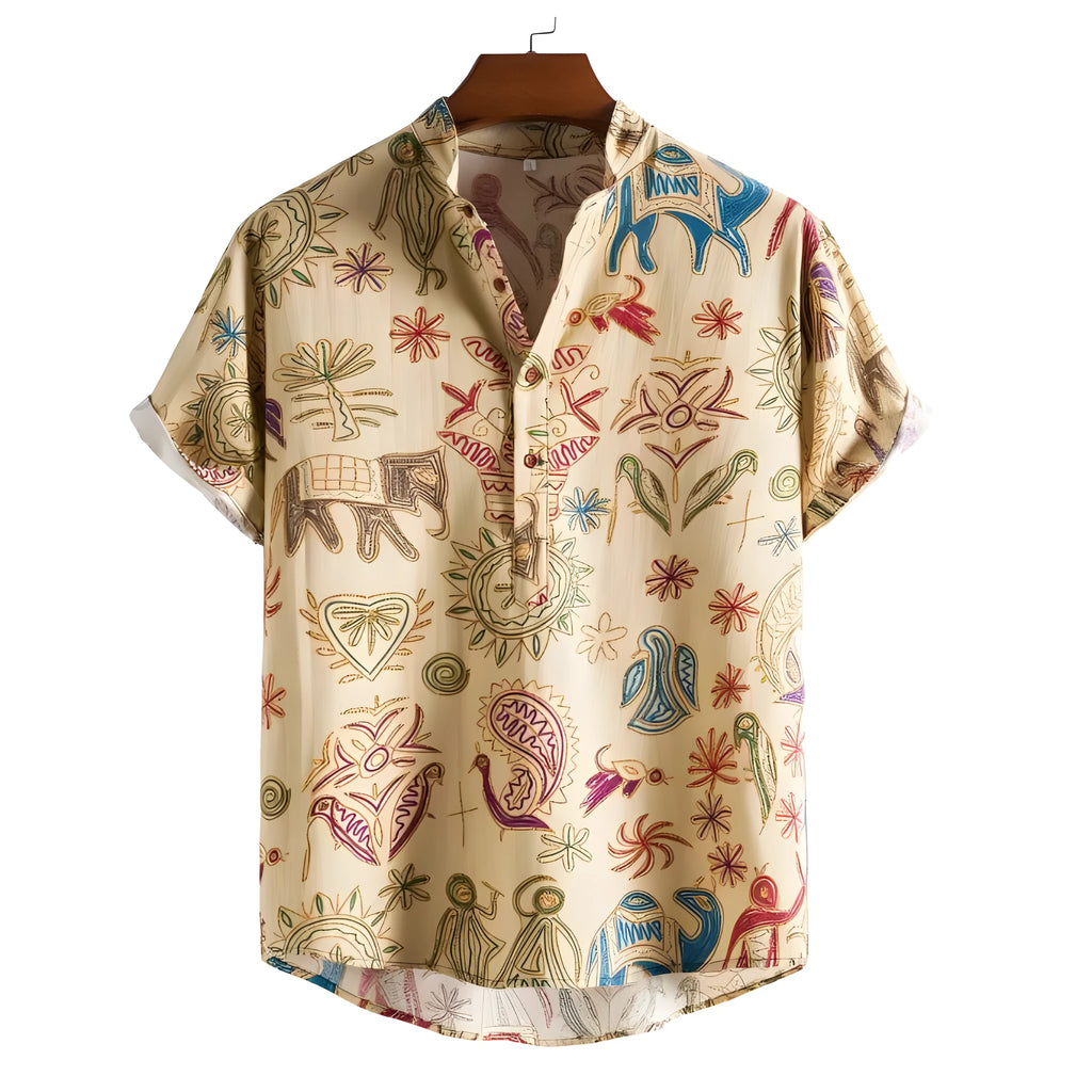 Men's loose cardigan shirt with 3D digital pattern in extended sizes S to 5XL