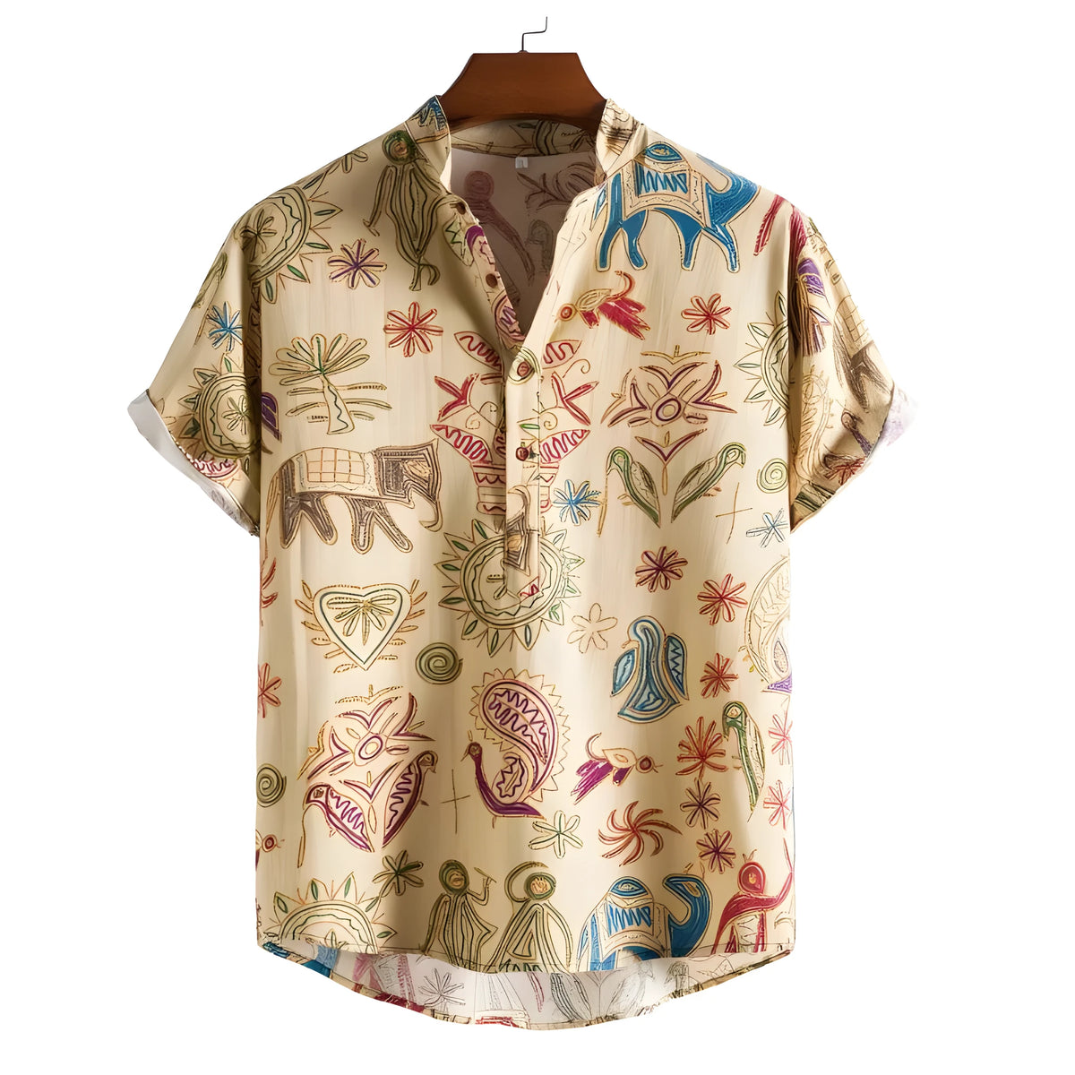 Men's loose cardigan shirt with 3D digital pattern in extended sizes S to 5XL