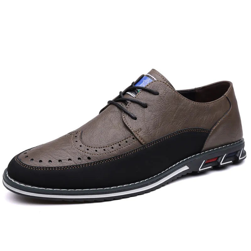 Men's leather slip-on business casual shoes in multiple colours with rubber sole