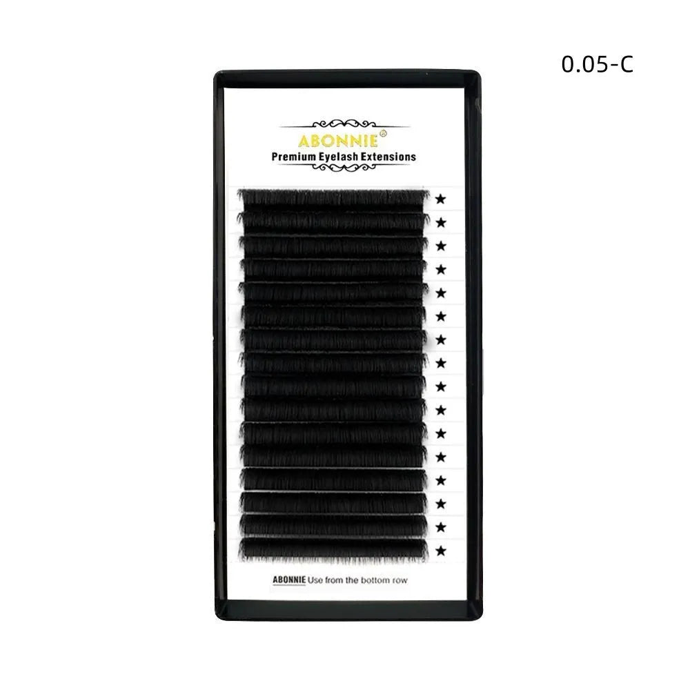 16-row false eyelashes with dense mink hair strands showing length options from 8mm to 18mm
