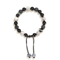 Black agate map stone bracelet with diamond volcanic rock beads in 8mm or 10mm sizes