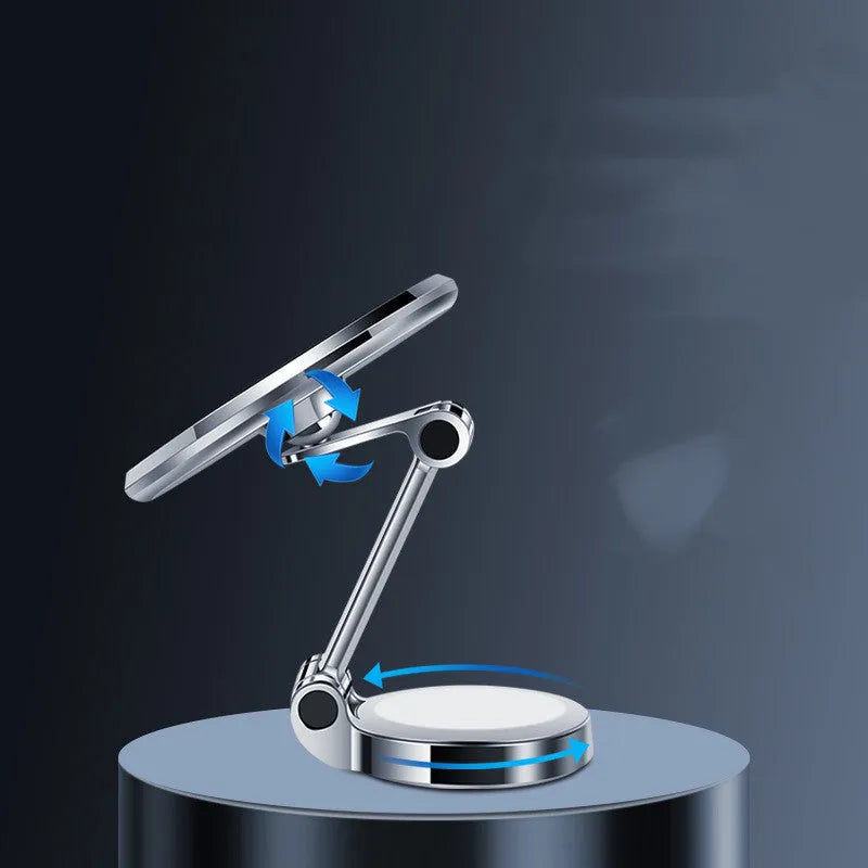 Car mobile phone holder with flexible clip and 360-degree swivel mount on a dashboard.
