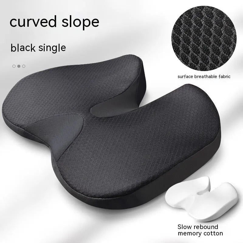 Curved bevel seat cushion in solid colour with memory foam for tailbone support