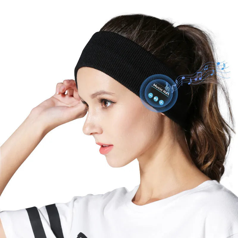 Bluetooth eye mask with removable sports scarf in black, dark grey, or grey-white colours