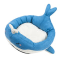 Blue duck-shaped fluffy pet bed sofa for small dogs and cats on floor