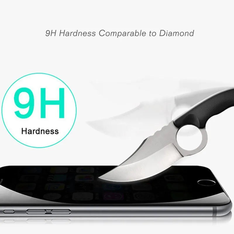 Anti-peeping tempered glass screen protector for iPhone with black privacy film