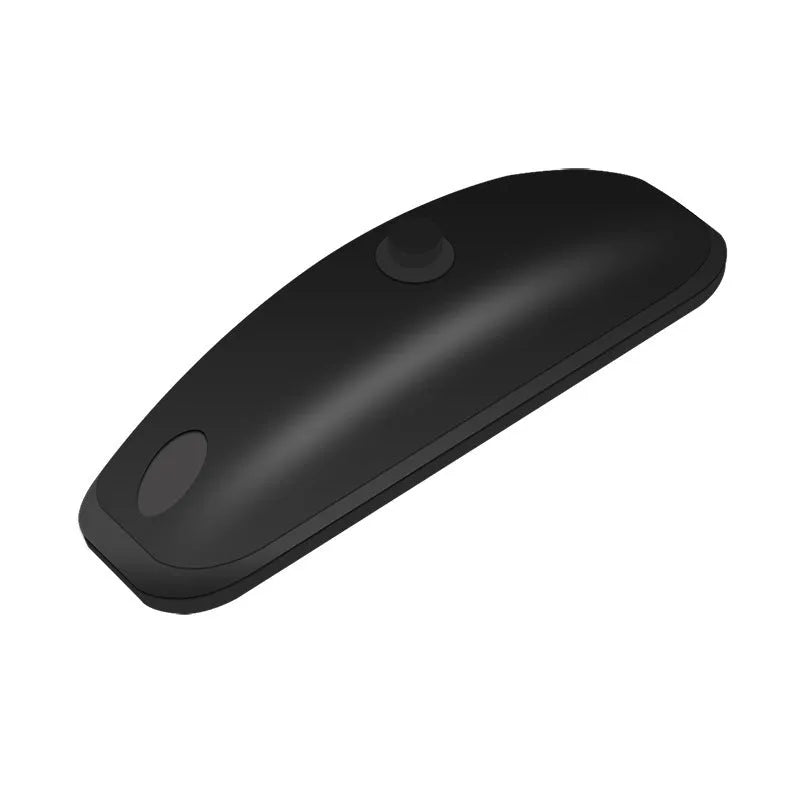 Black remote control vehicle strobe light with USB charging cable on a car bumper.