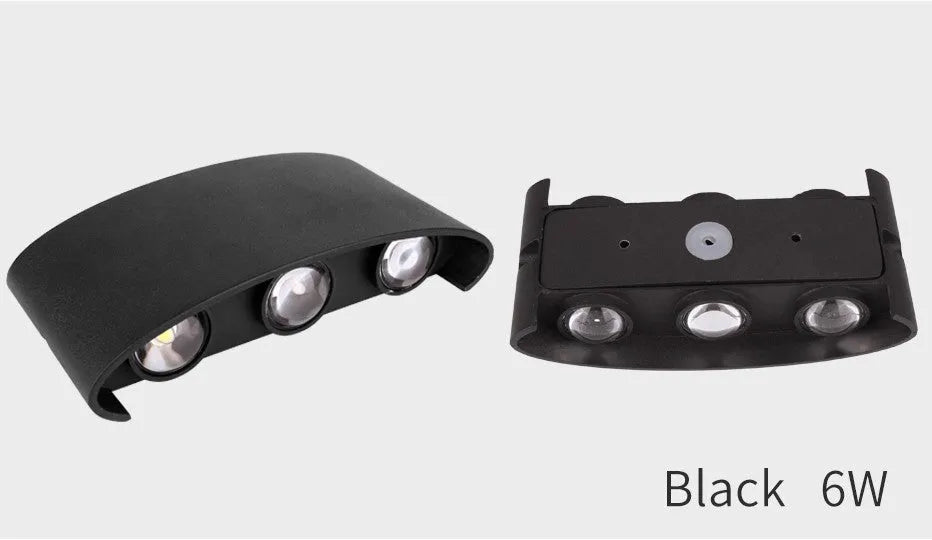 LED wall lamp with aluminium shell, white or black body, 2W 4W or 6W, warm or cold white light, 60 degree beam angle.