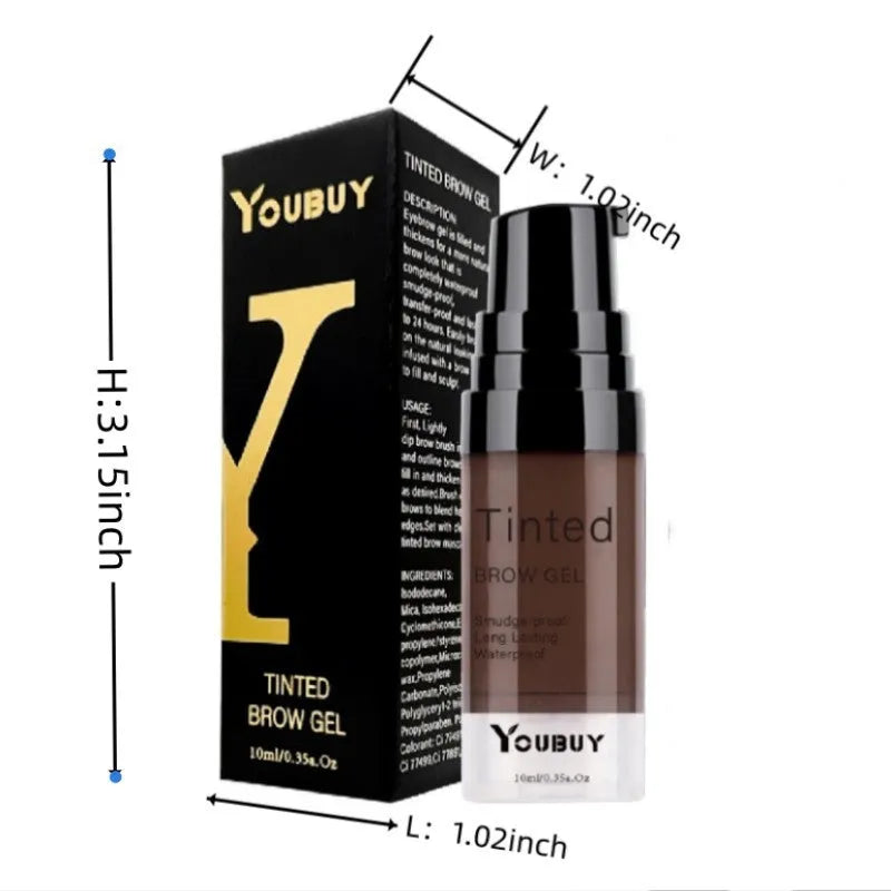 Waterproof eyebrow cream in brown and black shades with dark grey and golden yellow colour options