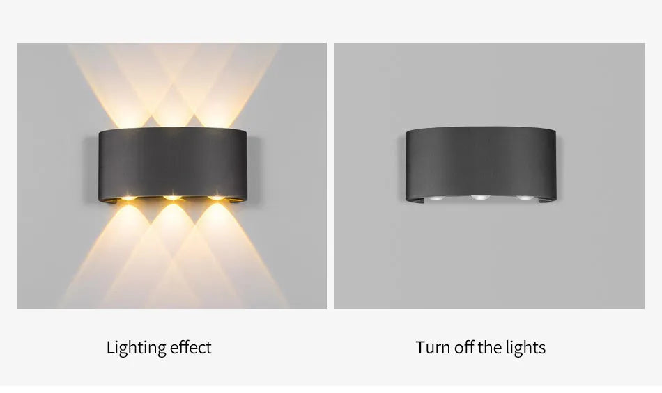 LED wall lamp with aluminium shell, white or black body, 2W 4W or 6W, warm or cold white light, 60 degree beam angle.