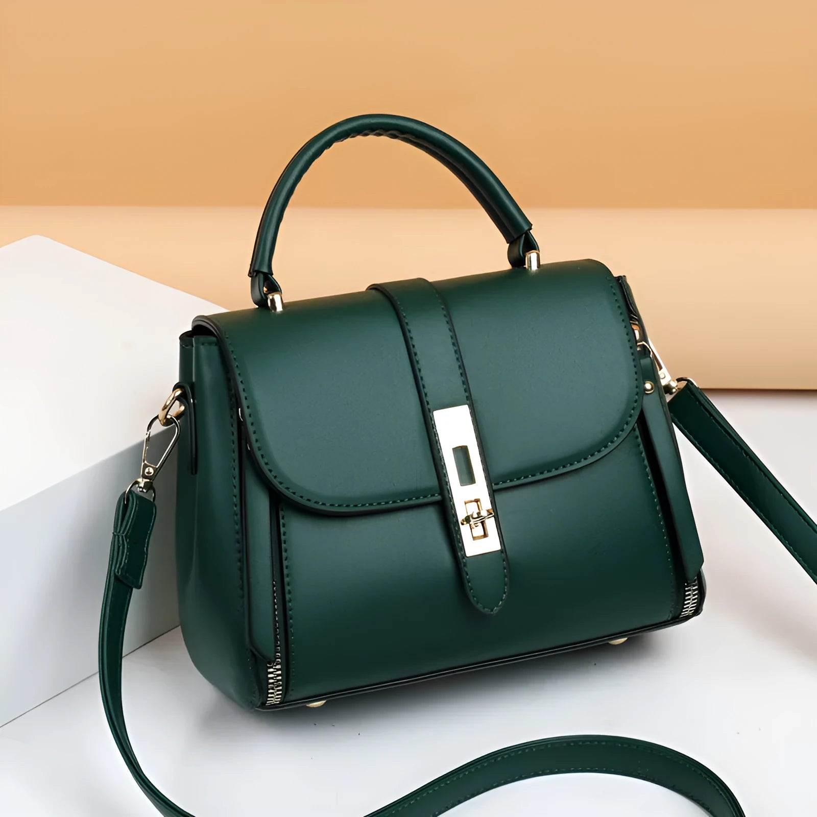 Women's soft PU leather shoulder bag in square vertical design with single strap