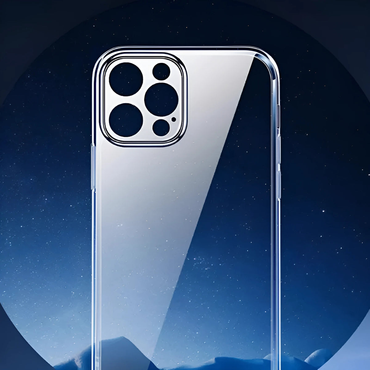 Custom clear silicone iPhone case showing transparent design with personalised film artwork, compatible with models 11 to 16 Pro Max
