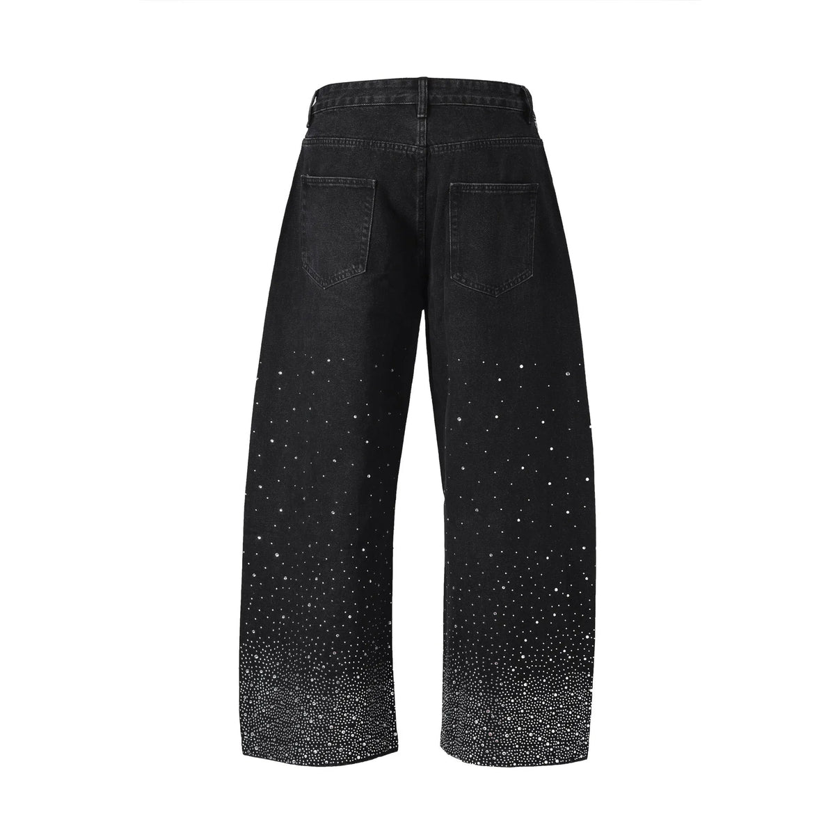 Blue loose-fitting wide-leg cotton trousers showing pullover design and European sizing for teenage casual wear