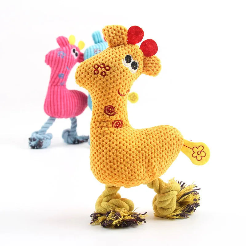 Blue plush deer toy with corn grain texture, a squeaker pet toy suitable for dogs and cats