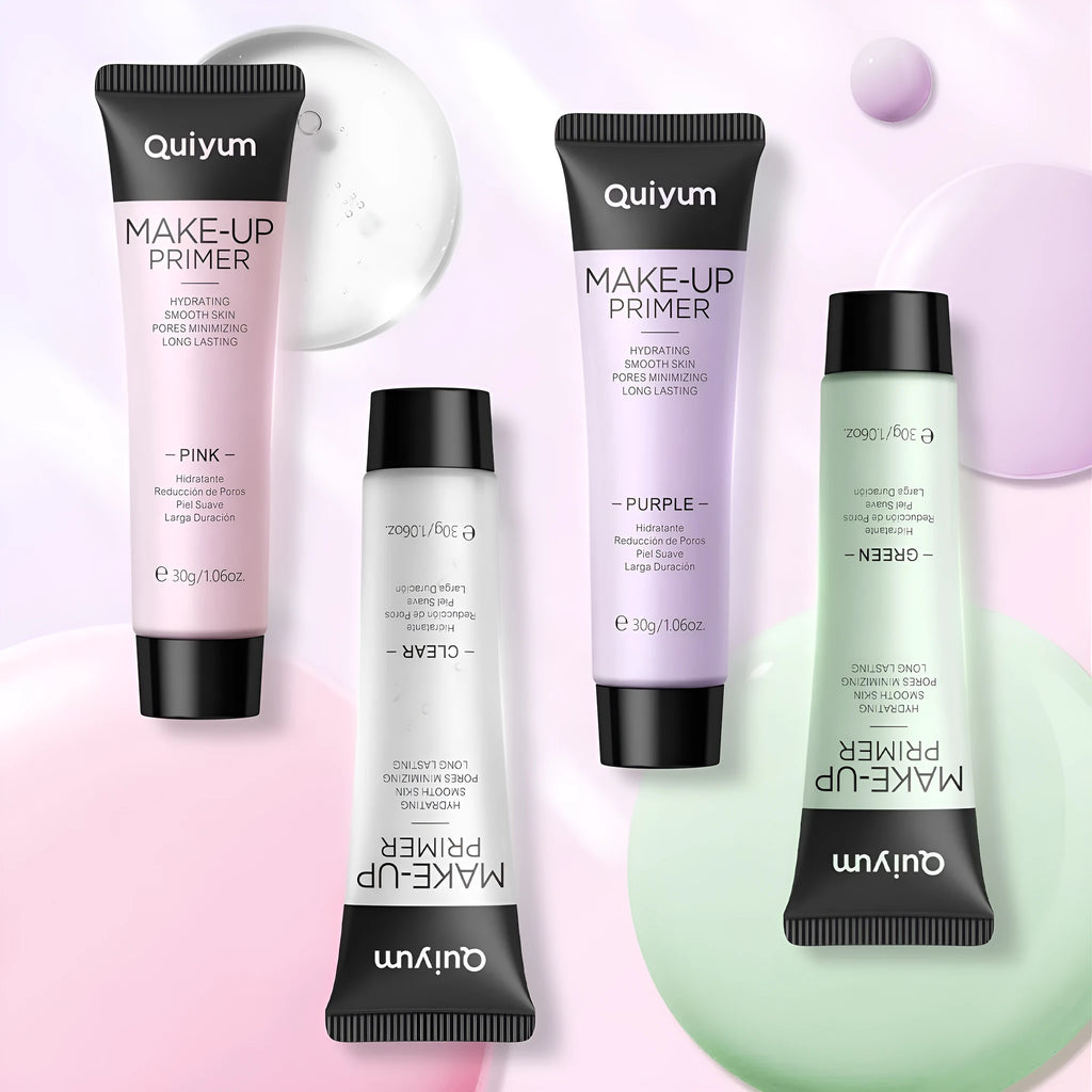 30g moisturising makeup primer colour box with green, pink, and purple correcting shades