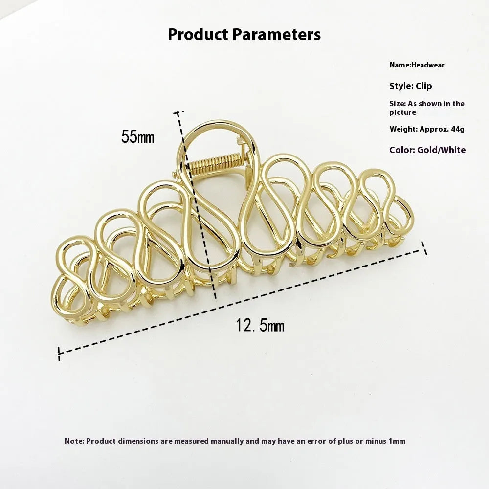 Minimalist large hair clip with tassel decoration in gold electroplated alloy for updo hairstyles