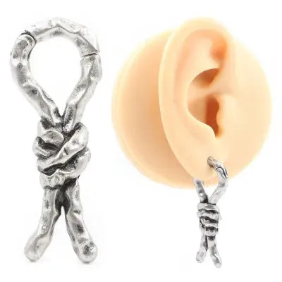 Copper auricle earrings with creative bends and hitches design in 4mm retro style