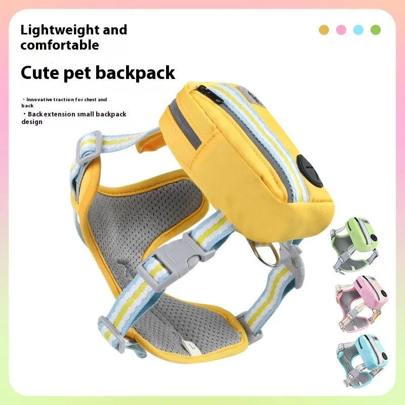 Explosion-proof anti-strangulation pet harness in Oxford cloth with attached 1.5-metre holding rope