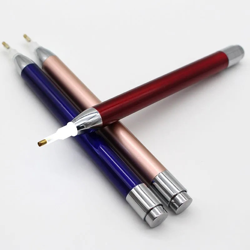 Luminous diamond painting drill pen with aluminium alloy body and metal frame in choice of colours