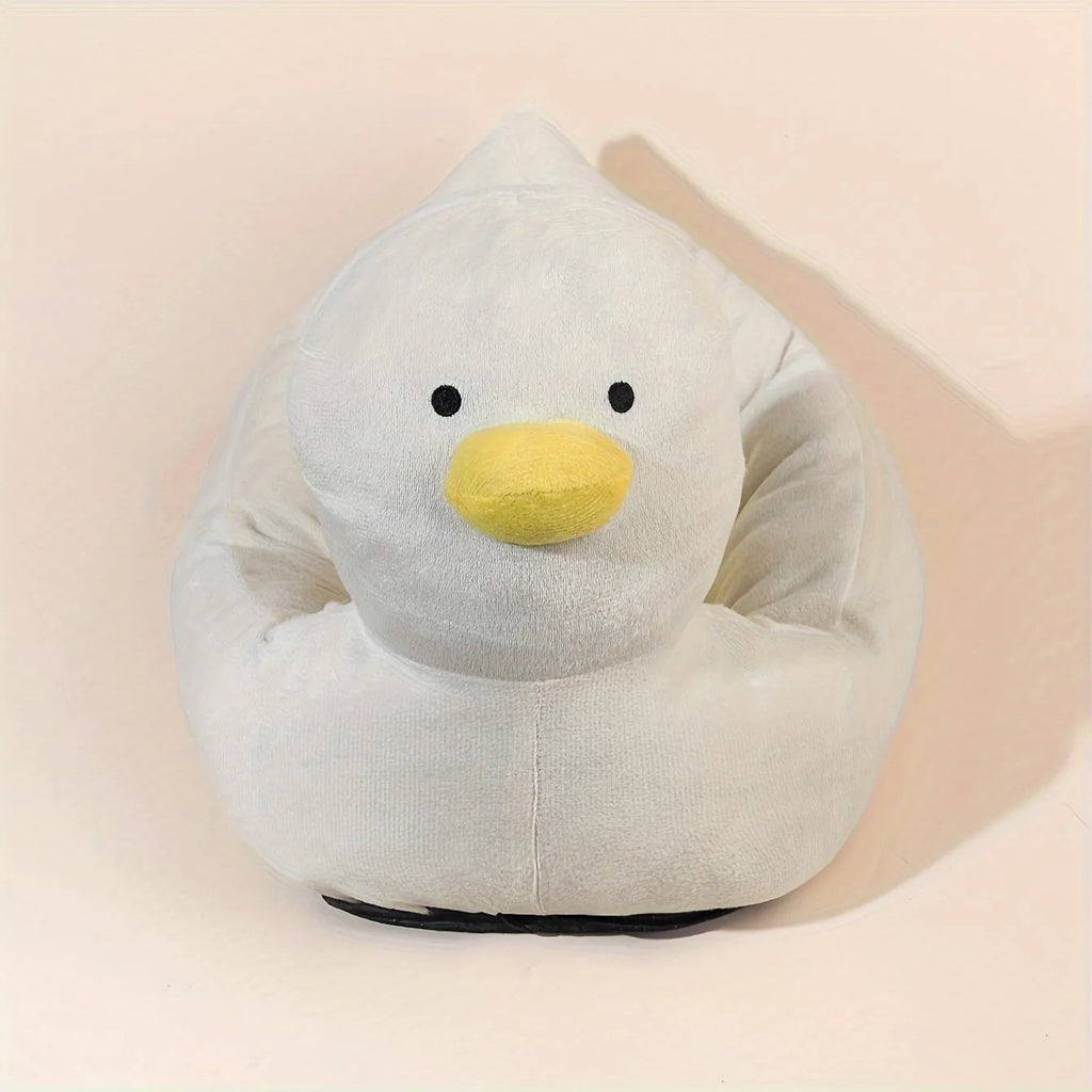 Blue duck-shaped fluffy pet bed sofa for small dogs and cats on floor