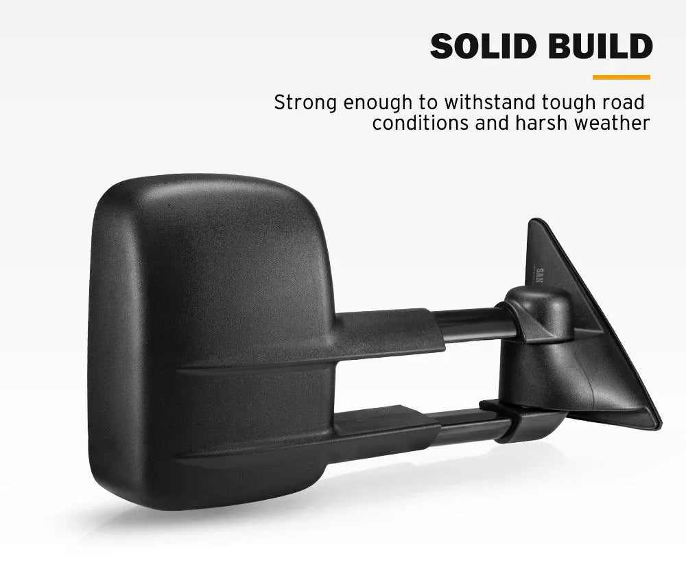 Pair of black foldable rearview mirrors for Toyota Land Cruiser 100 1998-2007 models