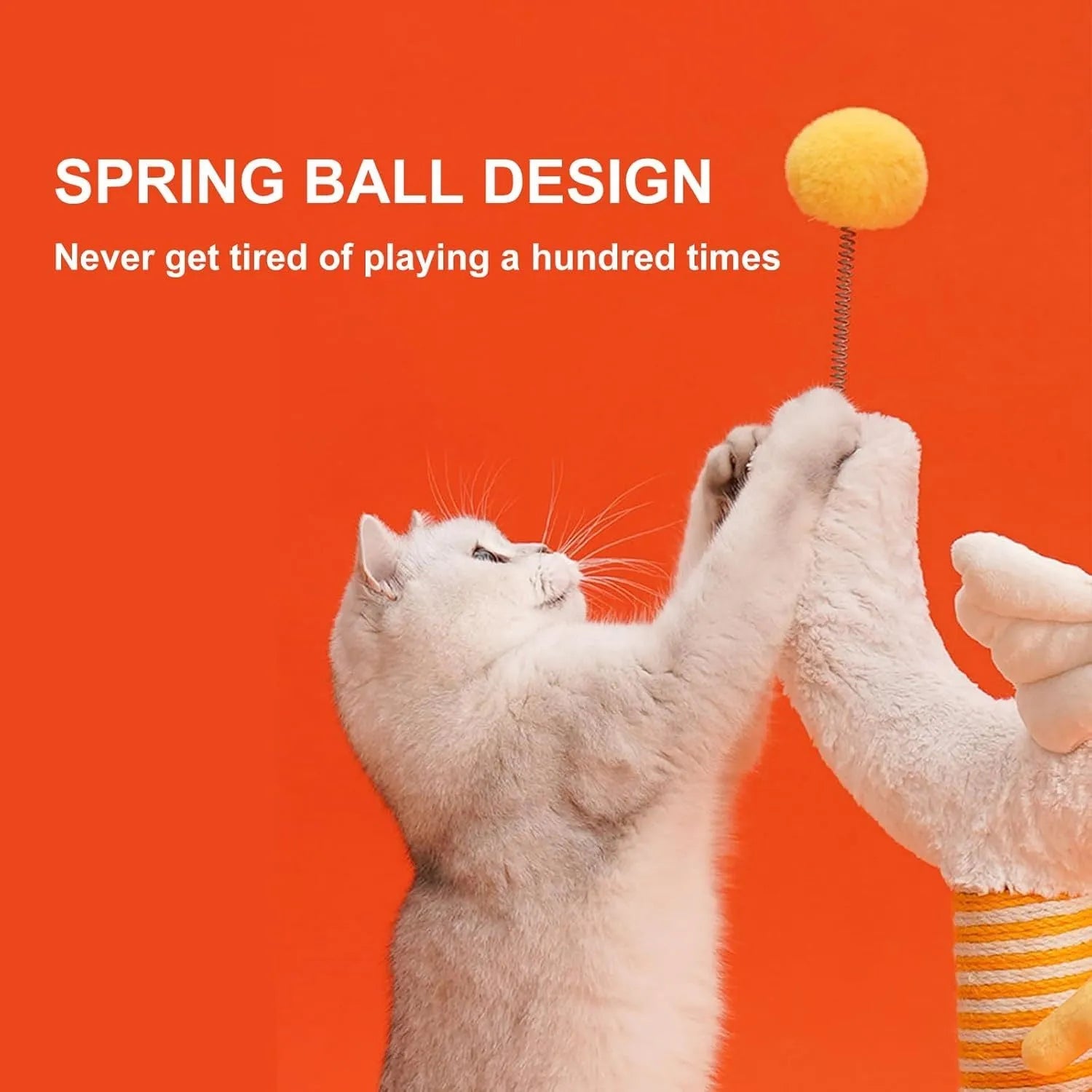 35x35x88cm sisal vertical cat scratching post with reinforced base and spring ball attachment