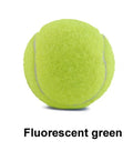 6.3cm diameter dog tennis ball toy in five colour options including fluorescent green, made from bite-resistant rubber.