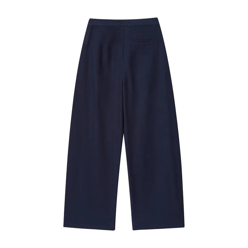 Women's linen blend off-neck shirt with flounced sleeves and matching wide leg trousers coordinated set