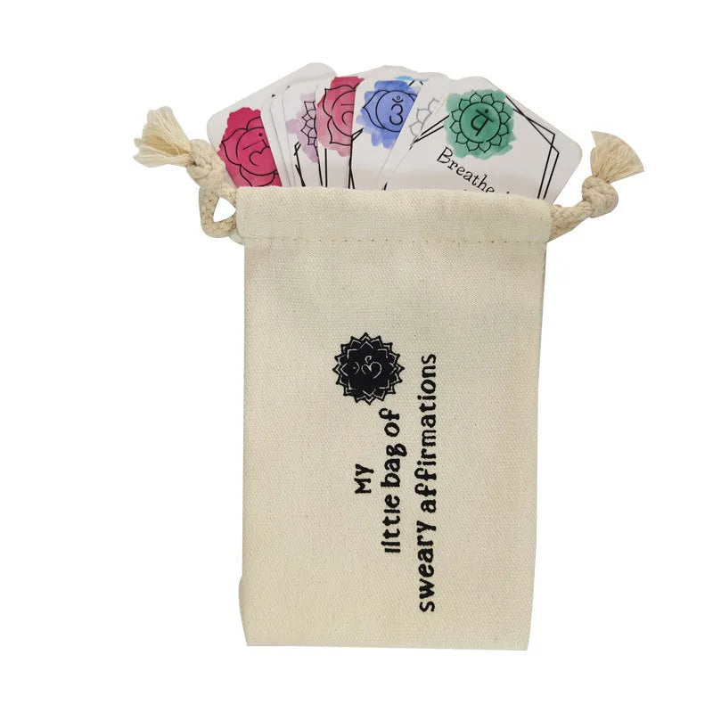 16 funny affirmation cards in soft adorable healing style with greeting card bag
