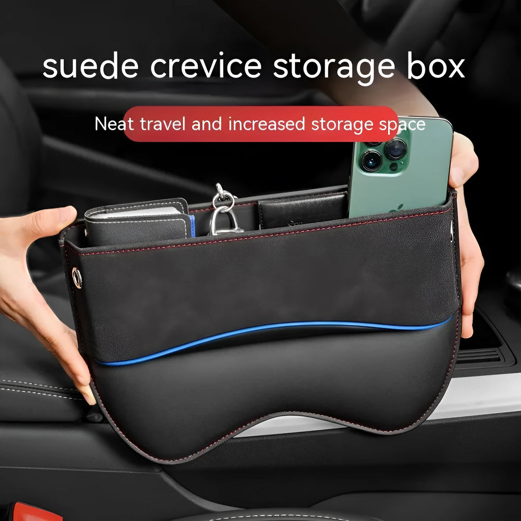Leather car seat storage box in suede colour with waterproof pressure resistant design