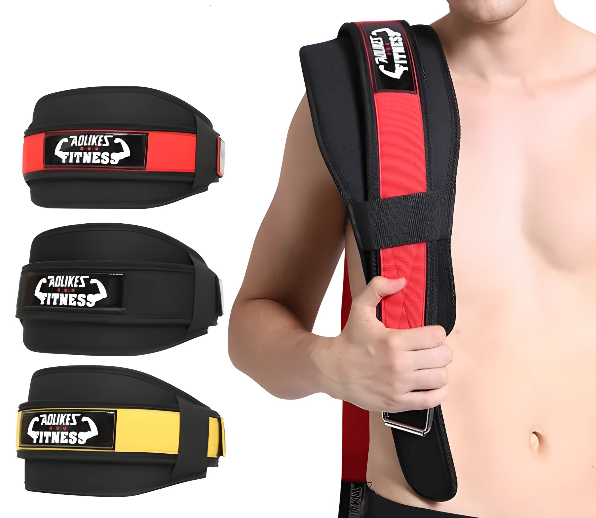 Nylon fitness weightlifting waistband with adjustable closure in black colour