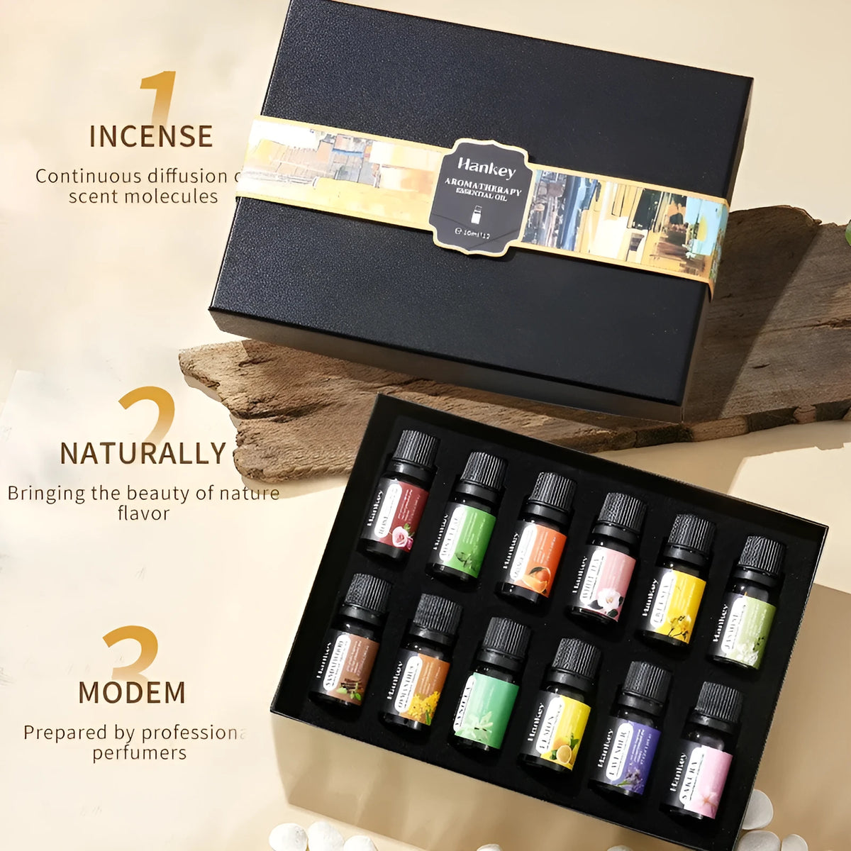 Boxed set of water-soluble aromatherapy essential oils for fresh air purification