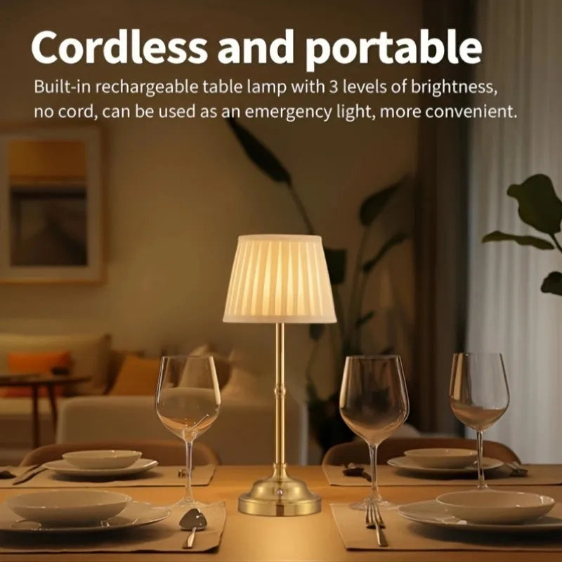 Nordic modern simple gold table lamp, 14 x 40cm, built-in battery, three colours 3W bedside night light