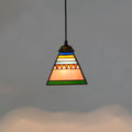 Art stained glass droplight pendant with coloured glass shade and iron ceiling plate