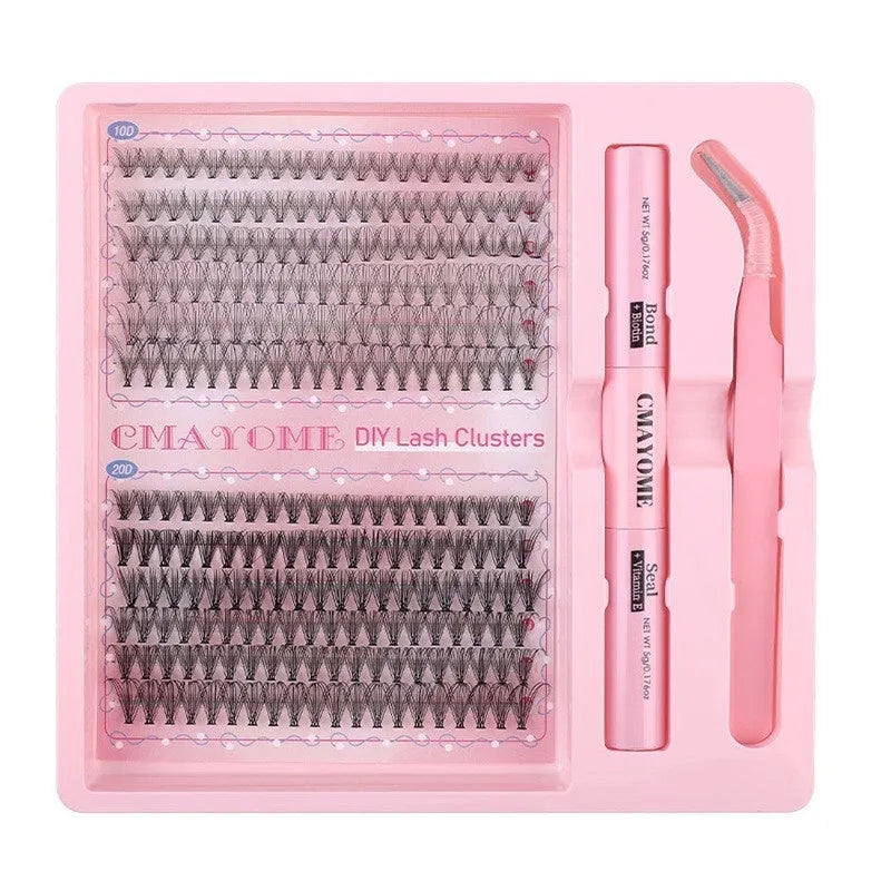 DIY single cluster false eyelashes showing individual artificial fibre clusters for custom application
