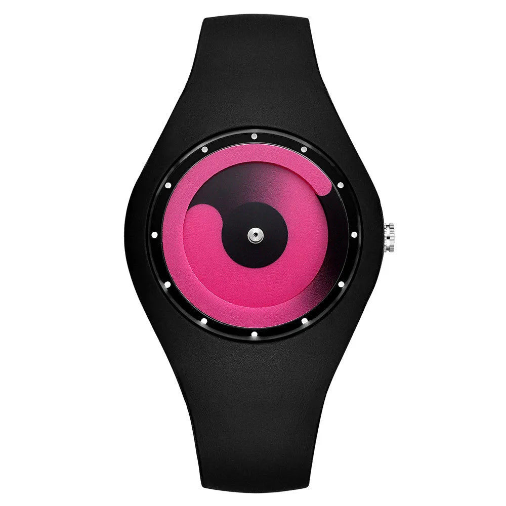 White candy colour quartz watch with alloy case, plexiglass mirror, 4.0cm diameter, 23cm band.
