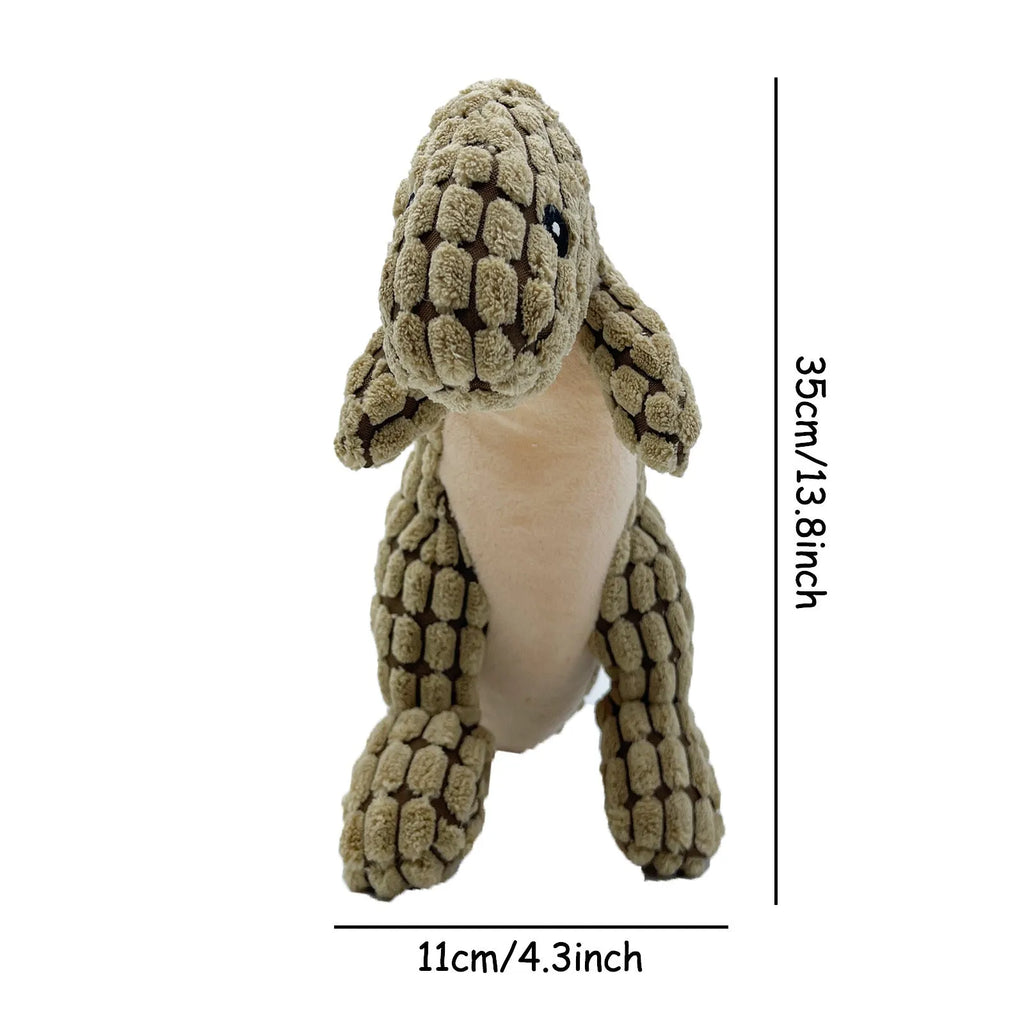 Grey, green, or orange dog chew toy with sound features measuring 35cm long