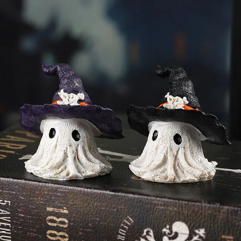Resin wizard hat ornament in black and purple colours for Halloween and Christmas decorations