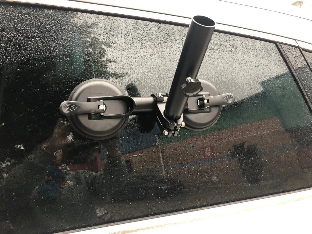 Black ABS car window suction mount with rubber base for flagpoles