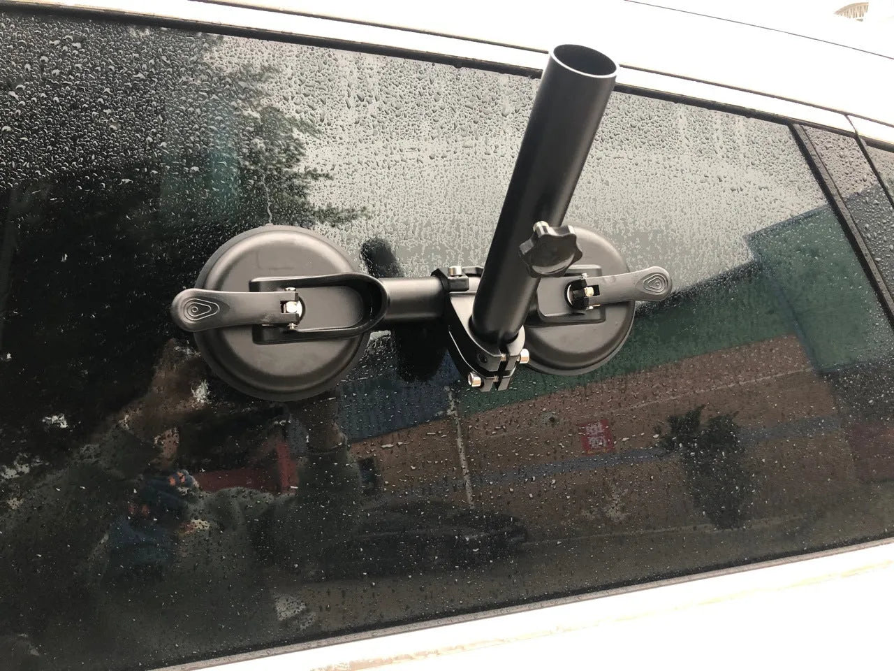 Black ABS car window suction mount with rubber base for flagpoles