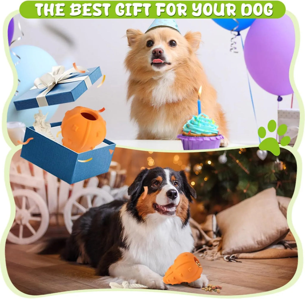 Natural rubber stuffable dog toy for small medium breeds on a green background